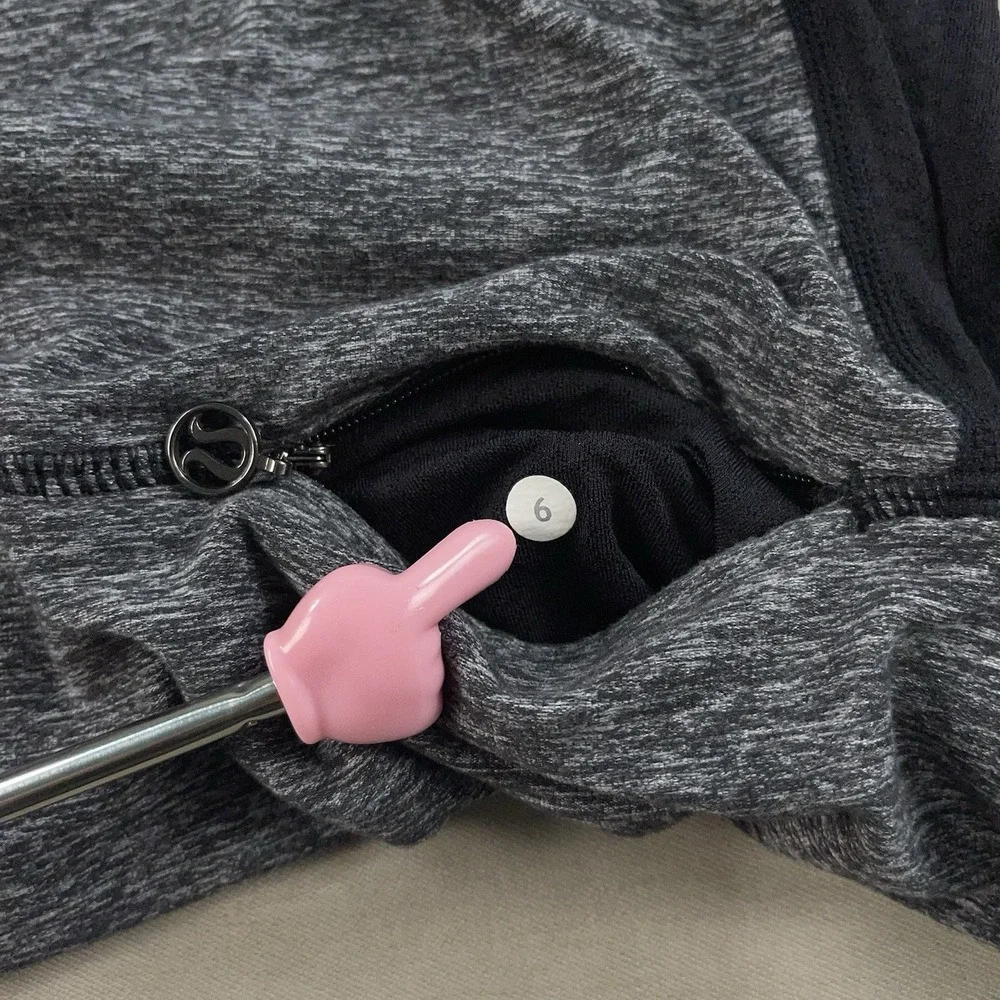 Lululemon Gray Black Full Tilt Long Sleeve Pullover Ruffle Trim T-shirt Sz 6